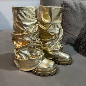 Gold Metallic Calf height boots